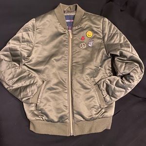 Limited too child’s green satin bomber jacket